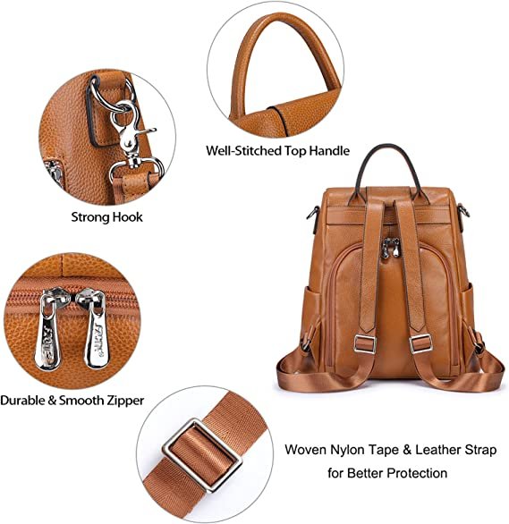 Women Soft Leather Backpack Antitheft Rucksack Ladies Shoulder Bag