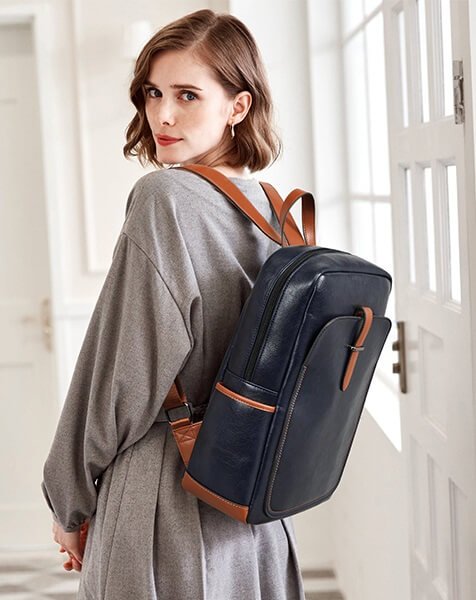 Vegan Leather Laptop Backpack for Women 15.6 inch Computer Backpack