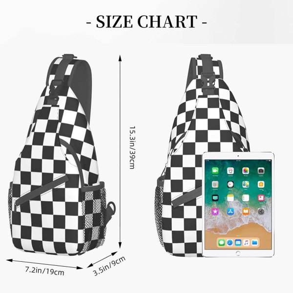 Black White Checkered Flag Sling Backpack