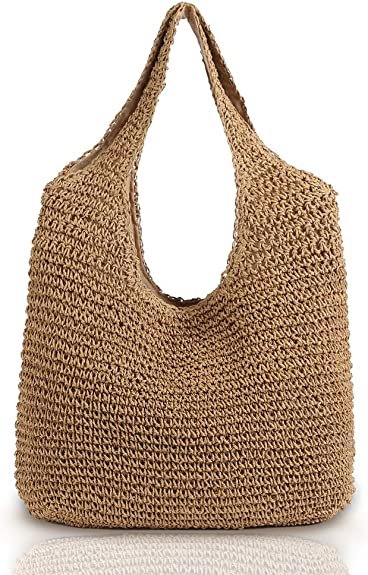 Hand-woven Soft Large Straw Shoulder Bag