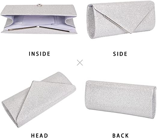Clutch Purses for Women, Sparkling Envelope Evening Bag with Detachable Chain